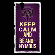 Coque Sony Xperia T2 Ultra Keep Calm and Be Anonymous Violet