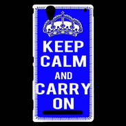 Coque Sony Xperia T2 Ultra Keep Calm and Carry on Bleu