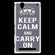 Coque Sony Xperia T2 Ultra Keep Calm and Carry on Gris