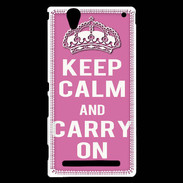 Coque Sony Xperia T2 Ultra Keep Calm and Carry on Rose