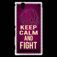 Coque Sony Xperia T2 Ultra Keep Calm and Fight Rose