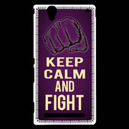 Coque Sony Xperia T2 Ultra Keep Calm and Fight Violet