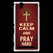 Coque Sony Xperia T2 Ultra Keep Calm and Pray Christian Rouge