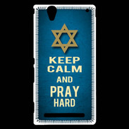Coque Sony Xperia T2 Ultra Keep Calm and Pray jewish BLeu