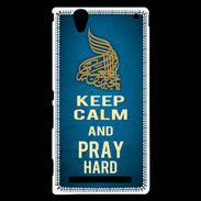 Coque Sony Xperia T2 Ultra Keep Calm and Pray Muslim Bleu