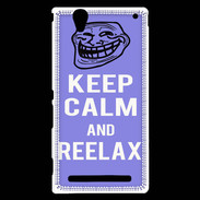 Coque Sony Xperia T2 Ultra Keep Calm and Be Reelax Bleu