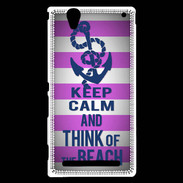 Coque Sony Xperia T2 Ultra Keep Calm and Think Beach Rose