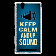 Coque Sony Xperia T2 Ultra Keep Calm and Up Sound Bleu