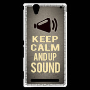 Coque Sony Xperia T2 Ultra Keep Calm and Up Sound Gris