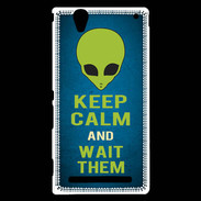 Coque Sony Xperia T2 Ultra Keep Calm and Wait Alien Bleu