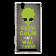 Coque Sony Xperia T2 Ultra Keep Calm and Wait Alien Gris
