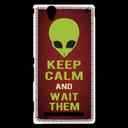 Coque Sony Xperia T2 Ultra Keep Calm and Wait Alien Rouge