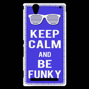 Coque Sony Xperia T2 Ultra Keep Calm Funky Bleu