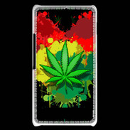 Coque Sony Xperia E1 Feuille de cannabis et cœur Rasta