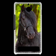Coque Sony Xperia E1 Portrait de cheval noir 10