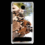 Coque Sony Xperia E1 Chiots Boxer sur un tronc d''arbre