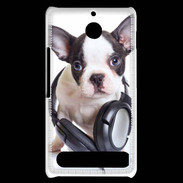 Coque Sony Xperia E1 Bulldog français avec casque de musique