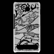 Coque Sony Xperia E1 Tissus glamour noir et blanc