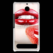 Coque Sony Xperia E1 Bouche sexy rouge à lèvre gloss rouge fraise