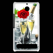Coque Sony Xperia E1 Champagne et rose rouge
