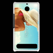 Coque Sony Xperia E1 Femme à chapeau de plage