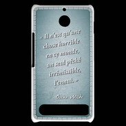 Coque Sony Xperia E1 Horrible ennui Turquoise Citation Oscar Wilde