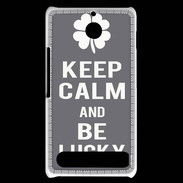 Coque Sony Xperia E1 Keep Calm Be lucky Gris