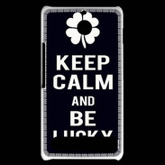 Coque Sony Xperia E1 Keep Calm Be lucky Noir