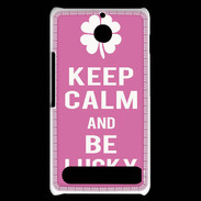 Coque Sony Xperia E1 Keep Calm Be Lucky Rose