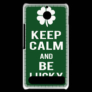 Coque Sony Xperia E1 Keep Calm Be lucky Vert