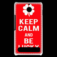 Coque Sony Xperia E1 Keep Calm Be Lucky Rouge