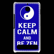 Coque Sony Xperia E1 Keep Calm Be Zen Bleu