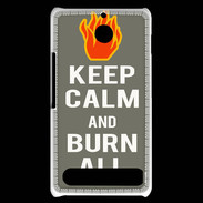 Coque Sony Xperia E1 Keep Calm Burn Gris