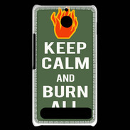 Coque Sony Xperia E1 Keep Calm Burn Kaki