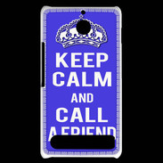 Coque Sony Xperia E1 Keep Calm Call friend Bleu