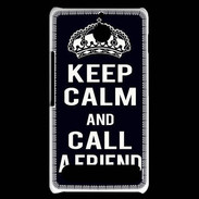 Coque Sony Xperia E1 Keep Calm Call friend Noir