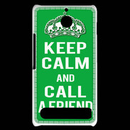 Coque Sony Xperia E1 Keep Calm Call friend Vert