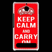 Coque Sony Xperia E1 Keep Calm Carry on Rouge