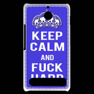 Coque Sony Xperia E1 Keep Calm Fuck hard bleu