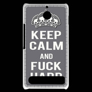 Coque Sony Xperia E1 Keep calm Fuck hard Gris