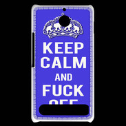 Coque Sony Xperia E1 Keep Calm Fuck off bleu