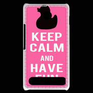 Coque Sony Xperia E1 Keep Calm Have fun Rose