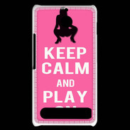 Coque Sony Xperia E1 Keep Calm Play on Rose