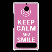 Coque Sony Xperia E1 Keep Calm Smile Rose