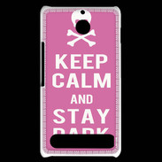Coque Sony Xperia E1 Keep Calm Stay dark Rose
