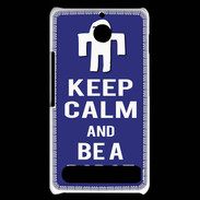 Coque Sony Xperia E1 Keep Calm Be a Robot Bleu