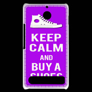 Coque Sony Xperia E1 Keep Calm Buy Shoes Violet