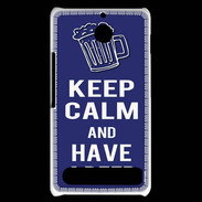 Coque Sony Xperia E1 Keep Calm Have a beer Bleu