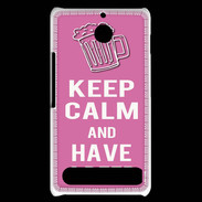Coque Sony Xperia E1 Keep Calm Have a beer Rose