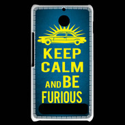 Coque Sony Xperia E1 Keep Calm and Be Furious Bleu